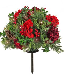 28 in. Pre-Lit Vienna Waltz Decorated Urn Filler with LED Lights