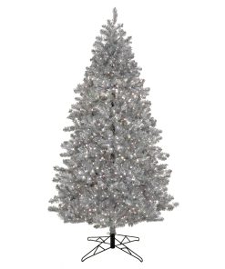 7.5 ft. Pre-Lit Christmas Matt Silver Metallic Tree
