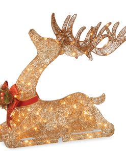 31 in. Sisal Splendor Champagne Lying Deer