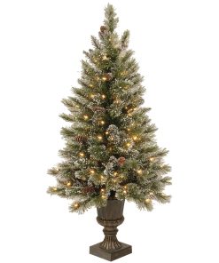 4 ft. Pre-Lit Glittery Bristle Tree with Clear Lights