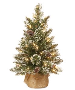 2 ft. Pre-Lit Glittery Bristle Tree with LED Lights