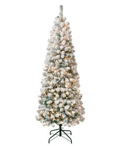 6 ft. Pre-Lit Acacia Medium Flocked Tree with Clear Lights