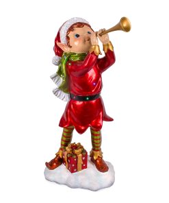 37 in. Horn Blowing Pixie Elf with Multicolor Lights