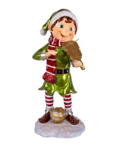 36 in. Fiddle Playing Pixie Elf with Multicolor Lights