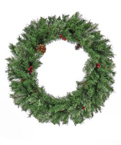 30 in. Cashmere Wreath with Pinecones and Red Berries