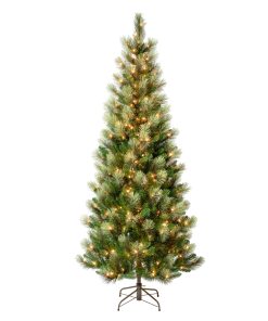 7.5 ft. Pre-Lit Charleston Pine Slim Tree with Clear Lights