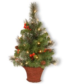 3 ft.Pre-Lit Crestwood Spruce Tree with Warm White LED Lights