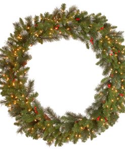 48 in. Pre-Lit Crestwood Spruce Wreath with Clear Lights