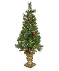 4 ft. Pre-Lit Crestwood Spruce Tree with Warm White LED Lights