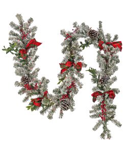 9 ft. Pre-Lit General Store Snowy Garland with LED Lights