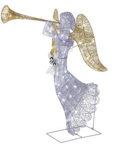 48 in. Silver Angel Decor with White LED Lights
