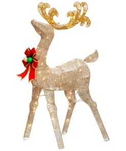 48 in. Reindeer Decoration with White LED Lights