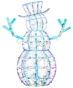 48 in. Pre Lit Iridescent Snowman Decoration. Cool White LED Lights