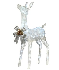 36 in. Pre-Lit Glittered Fawn
