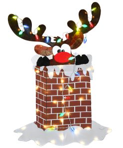 47 in. Pre-Lit Reindeer Stuck in Chimney Decoration