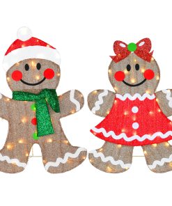 35 in. Pre-Lit Gingerbread Cookie Couple