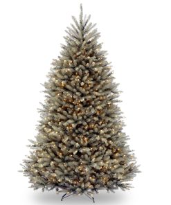 7.5 ft. Pre-Lit Dunhill Fir Snowy Blue Tree with Clear Lights