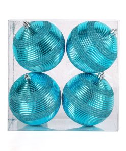 4-Piece Shatterproof Swirling Blue Ornaments