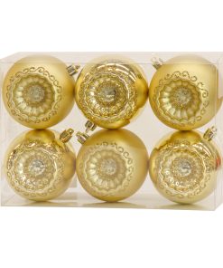 6-Piece Shatterproof Glittering Gold Ornaments