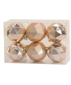 6-Piece Shatterproof Geometric Silver Ornaments