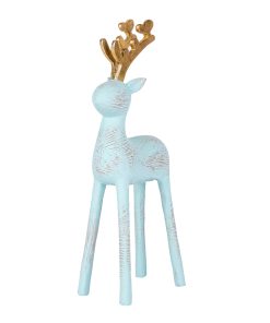9 in. Woodgrain Reindeer Decor. Blue