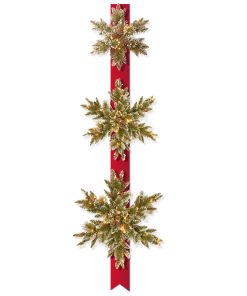 70 in. Pre-Lit Glittery Bristle Pine Snowflake with White Lights