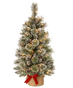 3 ft. Pre-Lit Glittery Bristle Tree with LED Lights