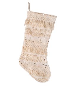 20 in. HGTV Home Collection Fringe and Sequin Stocking