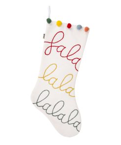 20 in. HGTV Home Collection White Fa La La Stocking