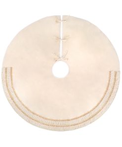 52 in. HGTV Home Collection Fringe Detail Tree Skirt. Off White