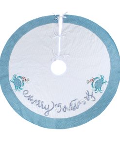 52 in. HGTV Home Collection Embroidered Coastal Colors Tree Skirt