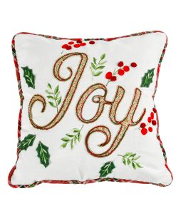 18 in. HGTV Home Collection Embroidered Joy Christmas Pillow