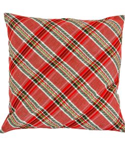 24 in. HGTV Home Collection Bias Cut Red Plaid Pillow