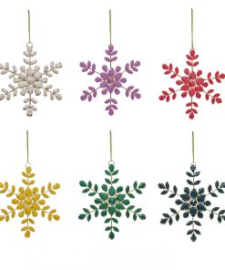 6-Piece HGTV Home Collection Beaded Snowflake Ornaments