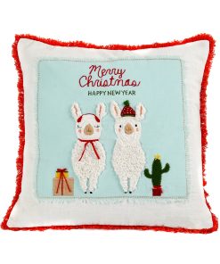 18 in. HGTV Home Collection Merry Christmas Llamas Pillow