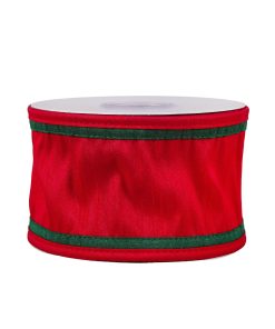 3 in. HGTV Home Collection Dupioni Double-Sided Ribbon. Red & Green