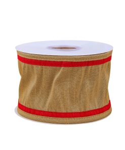 3 in. HGTV Home Collection Dupioni Double-Sided Ribbon. Gold & Red