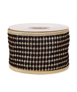 3 in. HGTV Home Collection Carmel Jacquard Double-Sided Ribbon. Black