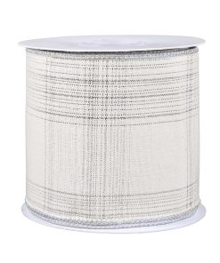 3 in. HGTV Home Collection Double-Fused Silver Plaid Ribbon