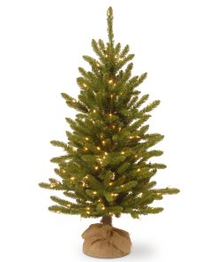 4 ft. Pre-Lit Kensington Fir Tree in a Burlap Sack with Clear Lights
