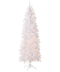 7 ft. Pre-Lit Kingswood Fir White Pencil Tree with Clear Lights