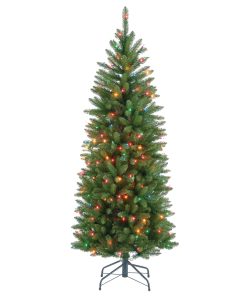 4.5 ft. Pre-Lit Kingswood Fir Pencil Tree with Multicolor Lights