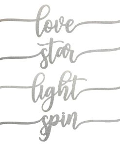 4-Piece Hannukah Place Setting Message Decor. Curly Script Writing In Silver. 10 in