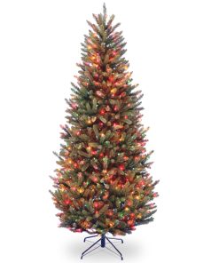 6.5 ft. Pre-Lit Natural Fraser Fir Slim Tree with Multicolor Lights