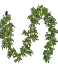 9 ft. Pre-Lit Cedar Garland with Warm White LED Lights