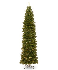 9 ft. Pre-Lit North Valley Spruce Pencil Slim Tree with Clear Lights