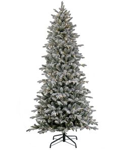 7 ft. Pre-Lit Snowy Calton Pine Tree with LED Lights