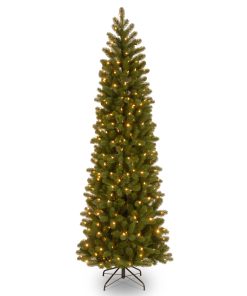 6.5 ft. Pre-Lit Downswept Douglas Fir Pencil Slim Tree with Clear Lights