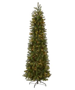 7.5 ft. Pre-Lit Downswept Douglas Fir Pencil Slim Tree with Clear Lights