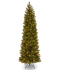 6.5 ft. Pre-Lit Downswept Douglas Fir Pencil Slim Tree with Dual Color LED Lights